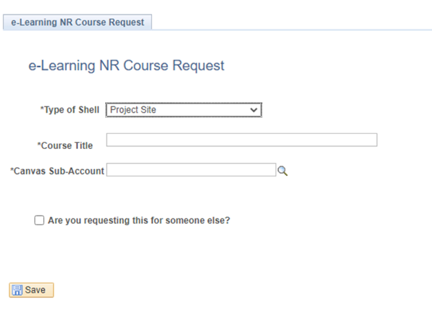 Screenshot of fourth step in requesting nr course 